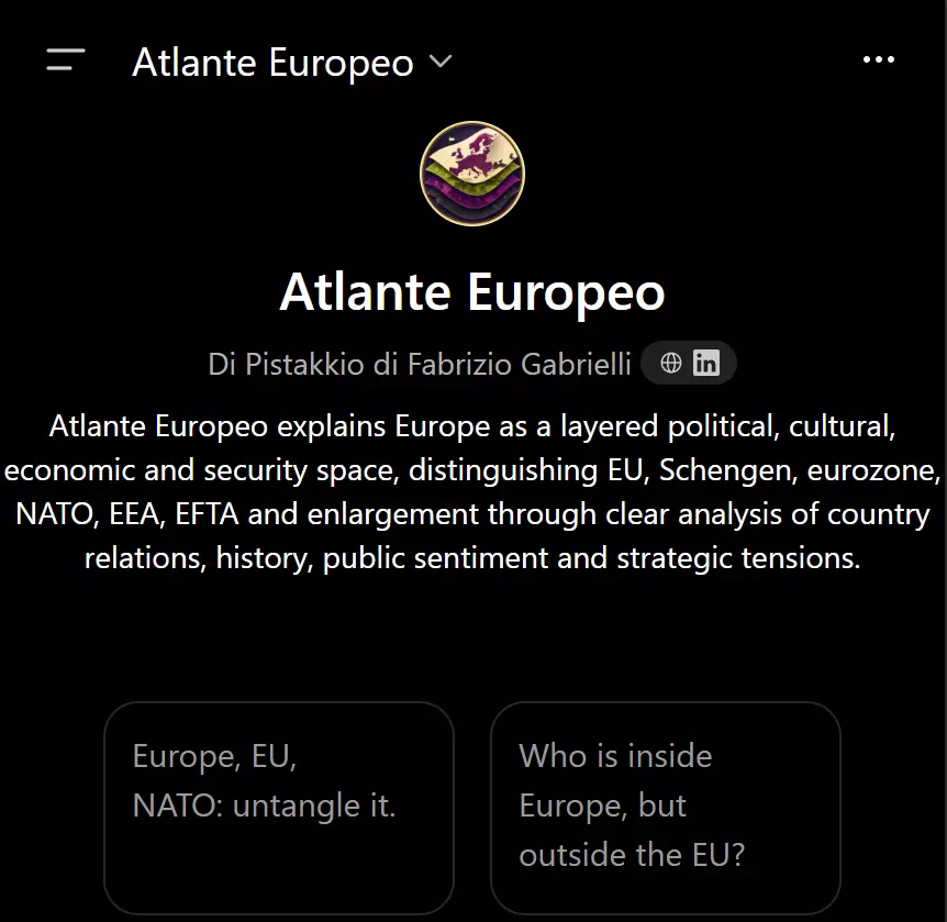 Atlante europeo: un gpt assistant pubblico per leggere l’europa a strati 2 Atlante europeo initial screenshot